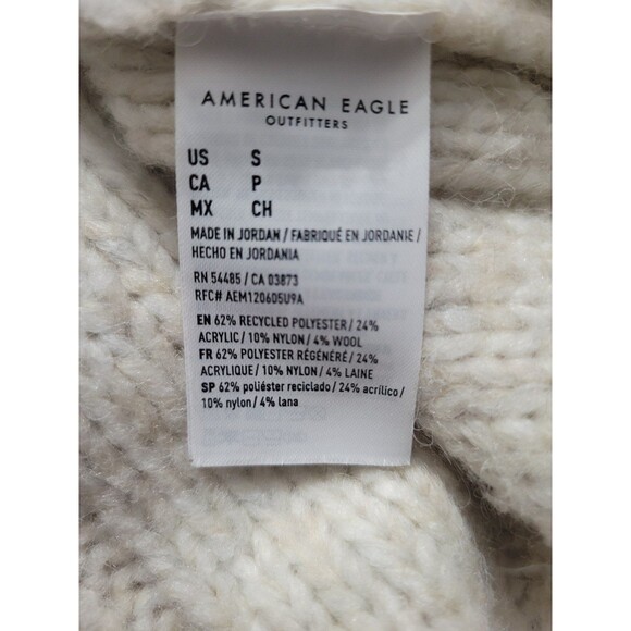 American Eagle Cable knit Sweater Crop Vest Pullover Khaki Cream Size Small wool - Picture 4 of 7